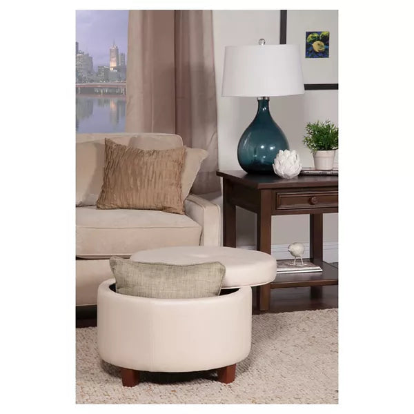 Large Round Storage Ottoman - HomePop