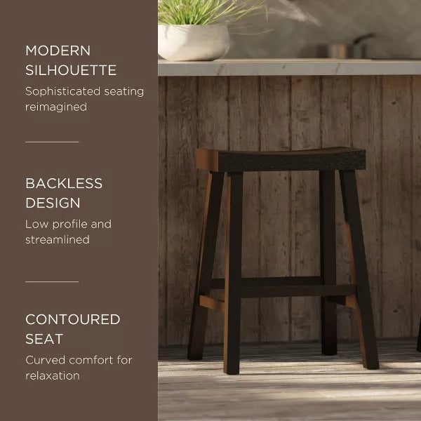 Maven Lane Vincent Wooden Rustic Aesthetic Kitchen Stool