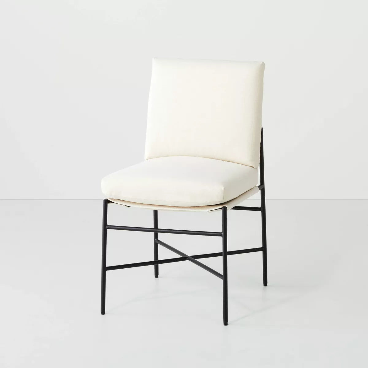 Fabric & Metal Armless Dining Chair - Cream/Black - Hearth & Hand™ with Magnolia