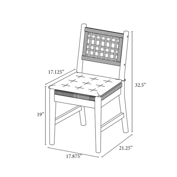 2pk Temescal Valley Wood and Woven Dining Chairs with Cushion Cream