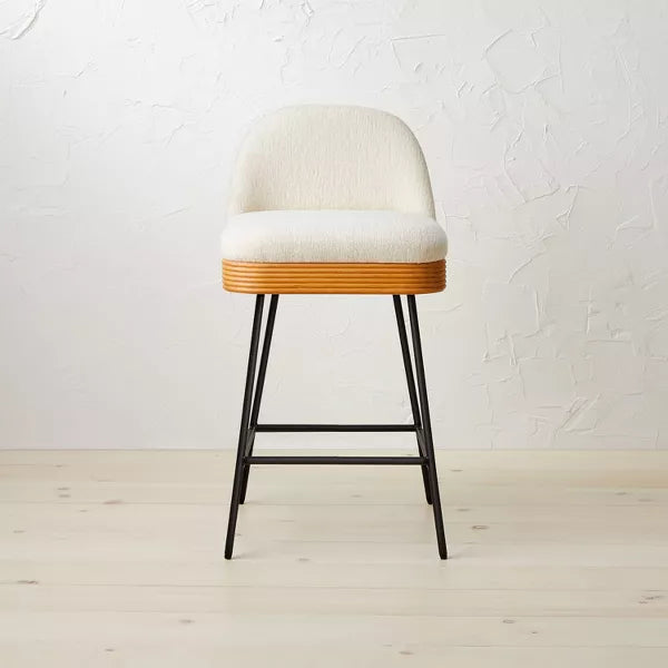 Sepulveda Mixed Material Counter Height Barstool Ivory/Natural - Opalhouse™ designed with Jungalow™