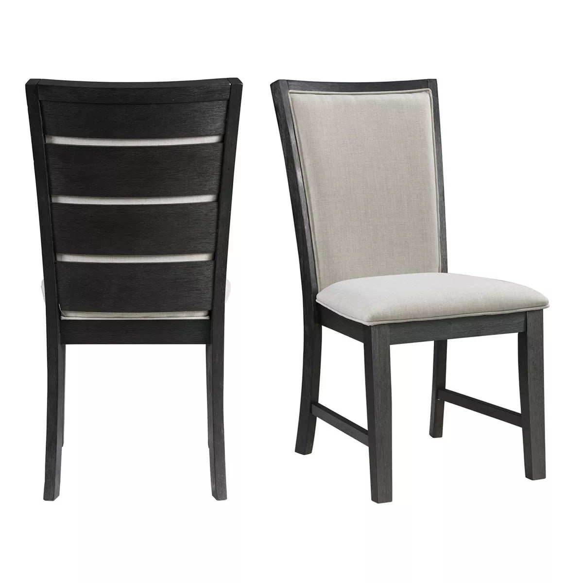 2pc Jasper Dining Slat Back Side Chair Set Black - Picket House Furnishings: Upholstered, Modern Style