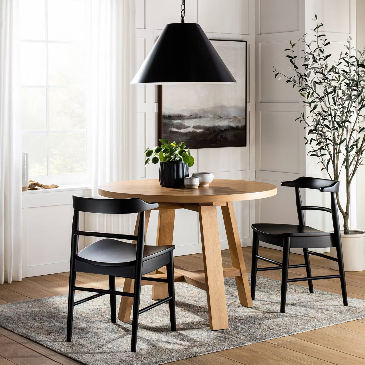 2pk Kaysville Curved Back Wood Dining Chair Black - Threshold™ designed with Studio McGee: Rubberwood Frame, Non-Upholstered, 250lb Capacity