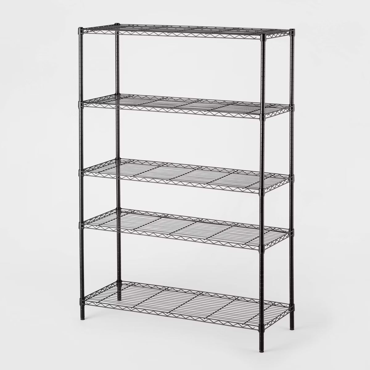 5 Tier Wide Wire Shelving Black - Brightroom™: Adjustable Metal Storage Unit, 72.63" H, 350 lb Capacity, 5 Shelves