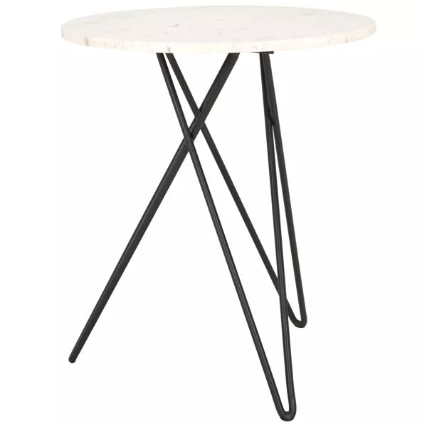 Cade Marble Side Table - White Marble/Black - Safavieh