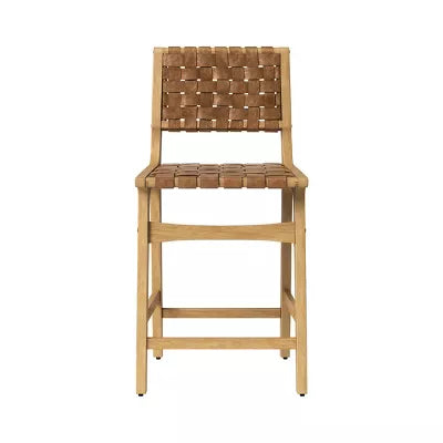 Ceylon Woven Counter Height Barstool Brown/Natural Wood - Threshold™