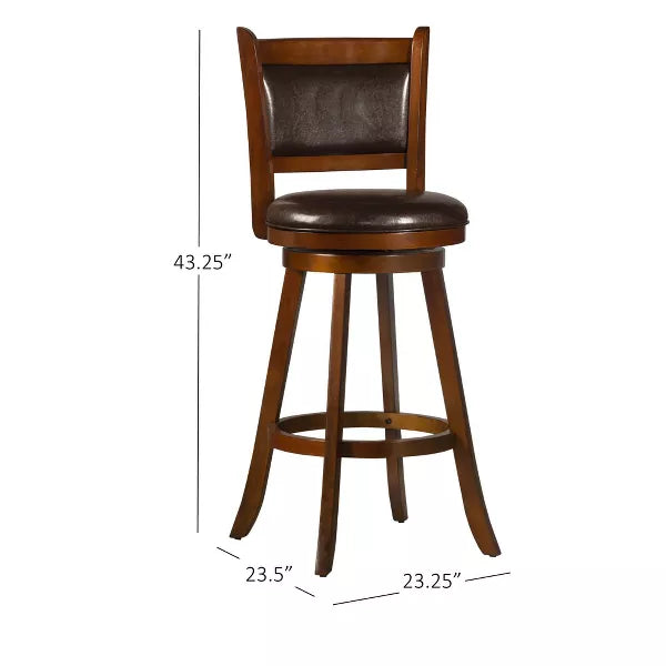 Dennery Barstool Cherry Red - Hillsdale Furniture: Upholstered, Swivel, Wood Legs, 29.5" Height