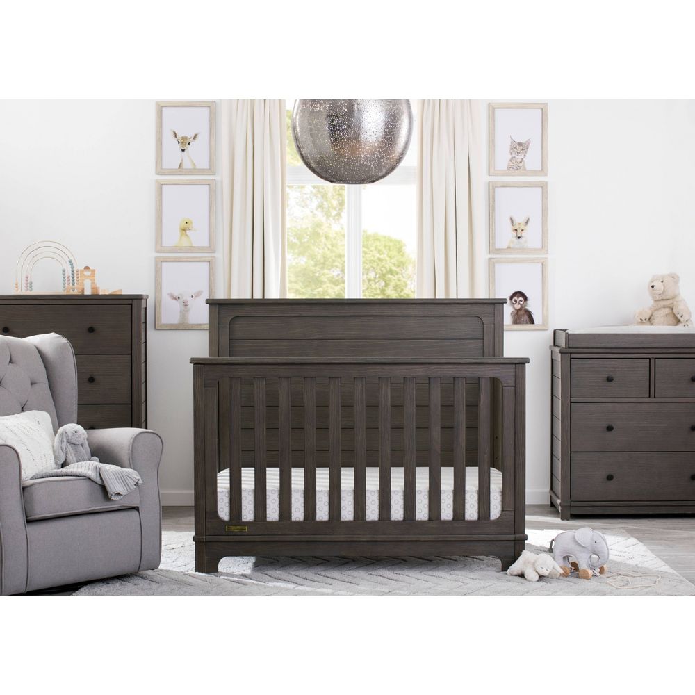 Simmons Kids' Slumbertime Monterey 4-in-1 Convertible Crib (Color Rustic Gray)