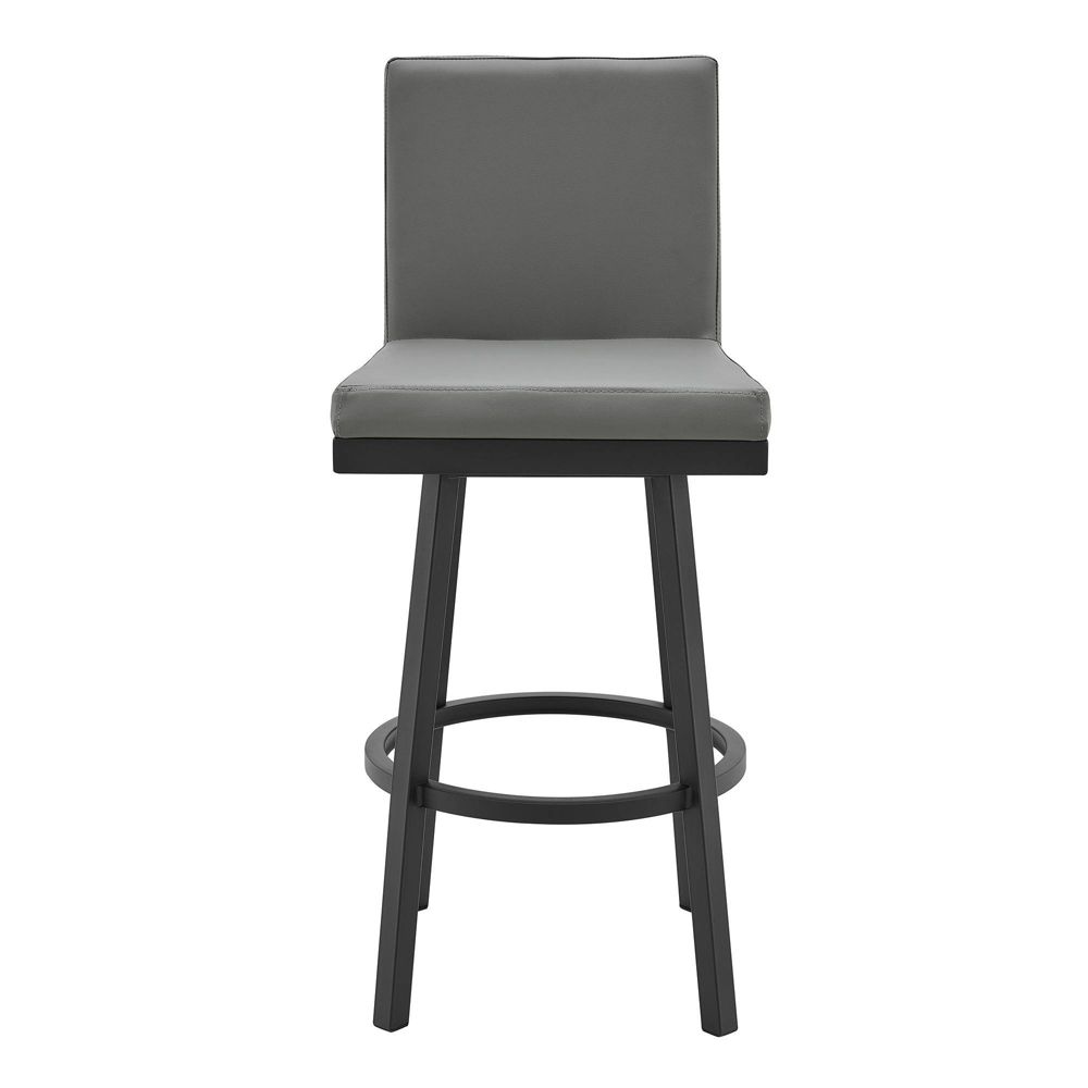 26" Rochester Counter Height Barstool with Gray Faux Leather Black Metal Finish Frame - Armen Living