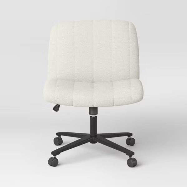 Upholstered Criss Cross Armless Office Chair with Metal Swivel Base Light Beige - Room Essentials™