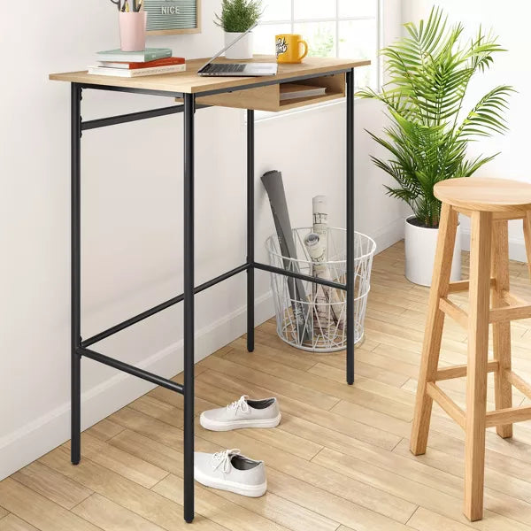 Standing Desk Natural - Room Essentials™: Modern Style, Metal Base, Laminate Surface, Fixed Shelf