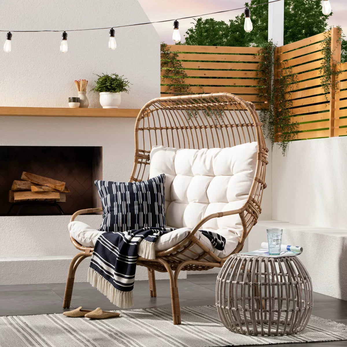 Wicker & Metal Outdoor Patio Chair, Egg Chair Natural - Threshold™ designed with Studio McGee