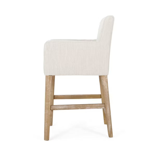 Christopher Knight Home Chaparral Contemporary Fabric Upholstered Wood 26 inch Counter Stools (Set of 2), Beige and Weathered Natura