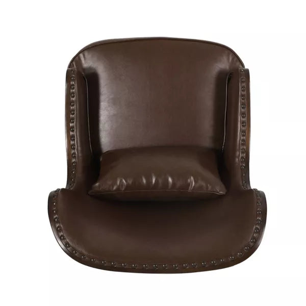 Mantua Contemporary Upholstered Accent Chair with Nailhead Trim Dark Brown - Christopher Knight Home: Faux Leather, Rubberwood Frame