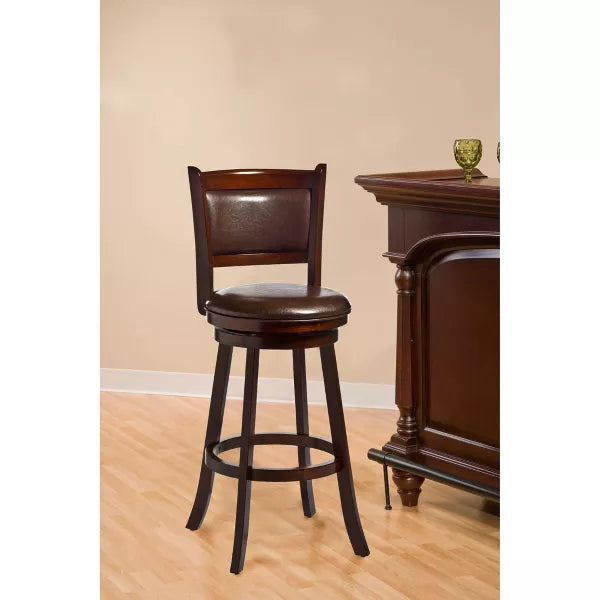 Dennery Barstool Cherry Red - Hillsdale Furniture: Upholstered, Swivel, Wood Legs, 29.5" Height