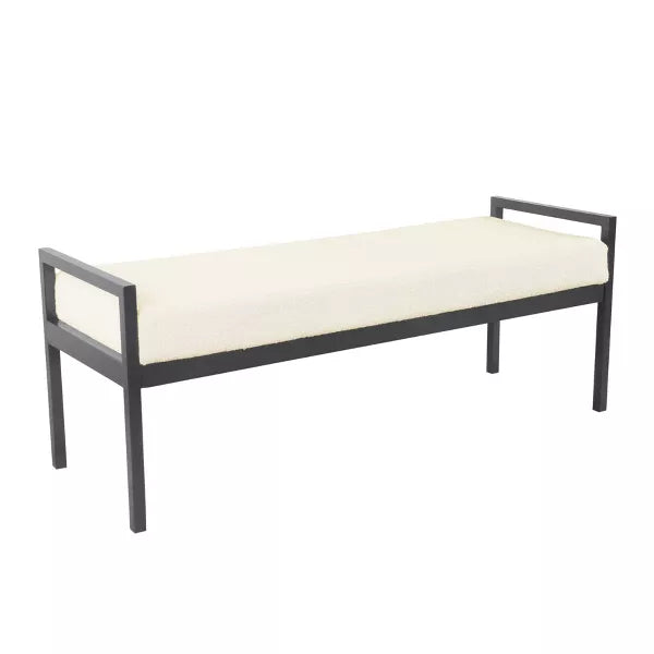 Modern Metal Faux Shearling Bench - HomePop