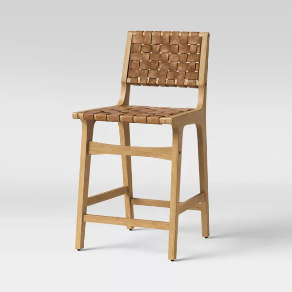 Ceylon Woven Counter Height Barstool Brown/Natural Wood - Threshold™