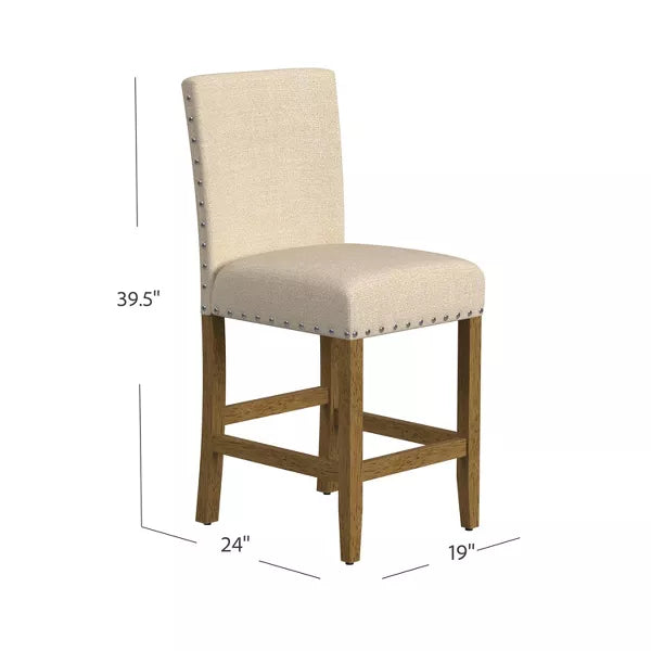 24" Upholstered Counter Height Barstool with Nailheads - HomePop