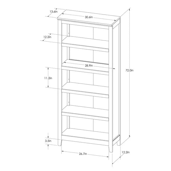 72" Carson 5 Shelf Bookcase - Threshold™ (Color Rustic)