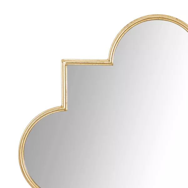 Wood Quatrefoil Wall Mirror Gold - CosmoLiving by Cosmopolitan: Contemporary Round MDF Frame, No Assembly Required