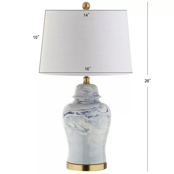 26" Ceramic Wallace Table Lamp (Includes LED Light Bulb) Blue - JONATHAN Y: Modern Accent, No Assembly Required, UL Listed