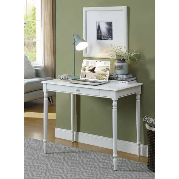 French Country Desk White - Breighton Home: Hardwood Frame, 36" Workspace, Keyboard Tray