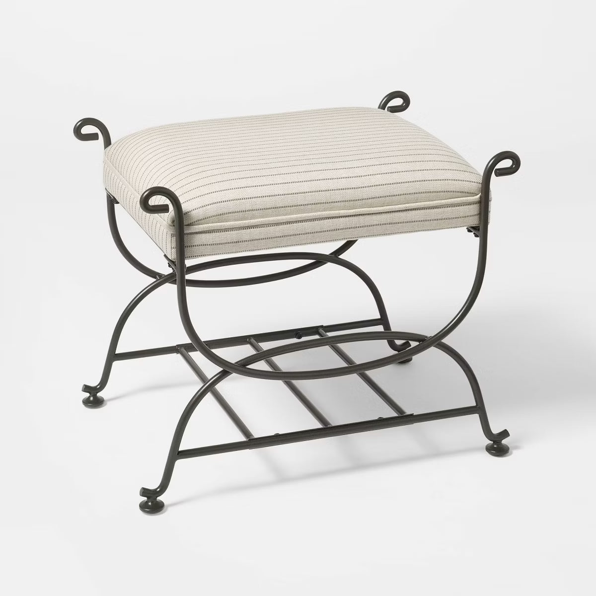 Metal Ottoman Performance Stripe Fabric - Threshold™ designed with Studio McGee; Assembly Required