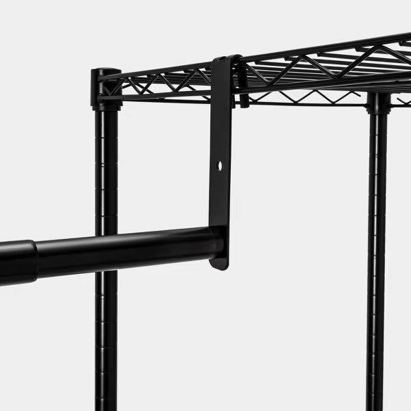 4'11" - 6'10" Wire Closet System Black - Brightroom™: Adjustable Shelves, Steel Frame, 10-Piece Organizer Kit
