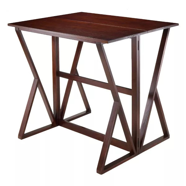 Harrington Drop Leaf Dining Table Wood/Walnut - Winsome: Counter Height, Seats 4, Criss Cross Base