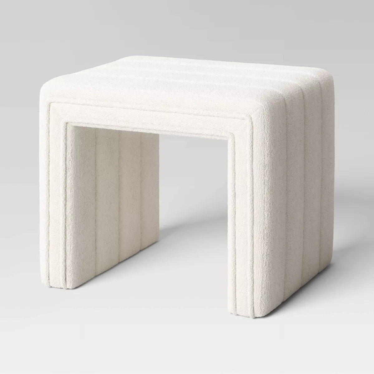 Channel Tufted Boucle Ottoman Cream/Gray - Threshold™: Upholstered Square, No Assembly Required