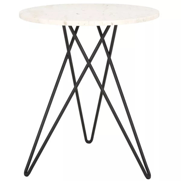 Cade Marble Side Table - White Marble/Black - Safavieh