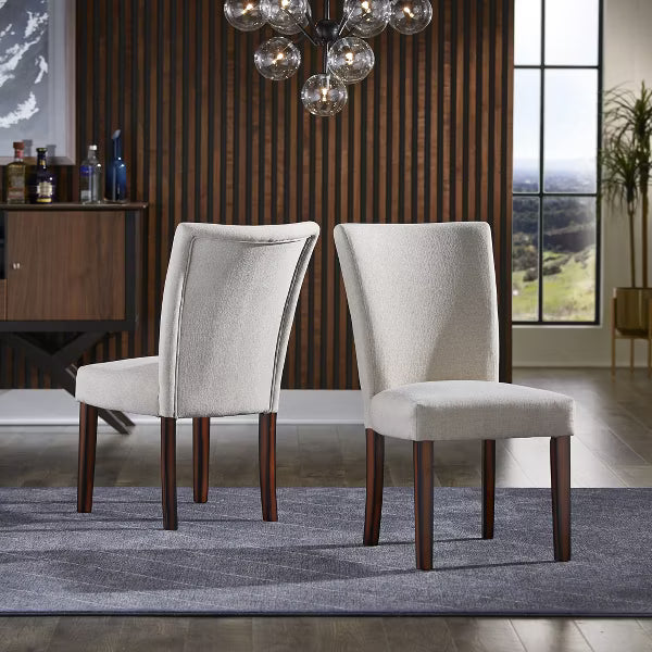 Quinby Upholstered Parson Dining Chairs (Set of 2) - Espresso/Beige Weave - iNSPIREQ