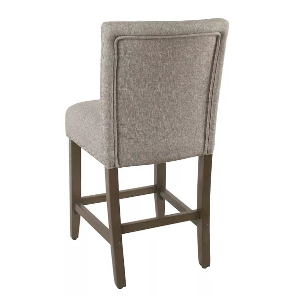 24" Upholstered Counter Height Barstool with Nailheads - HomePop