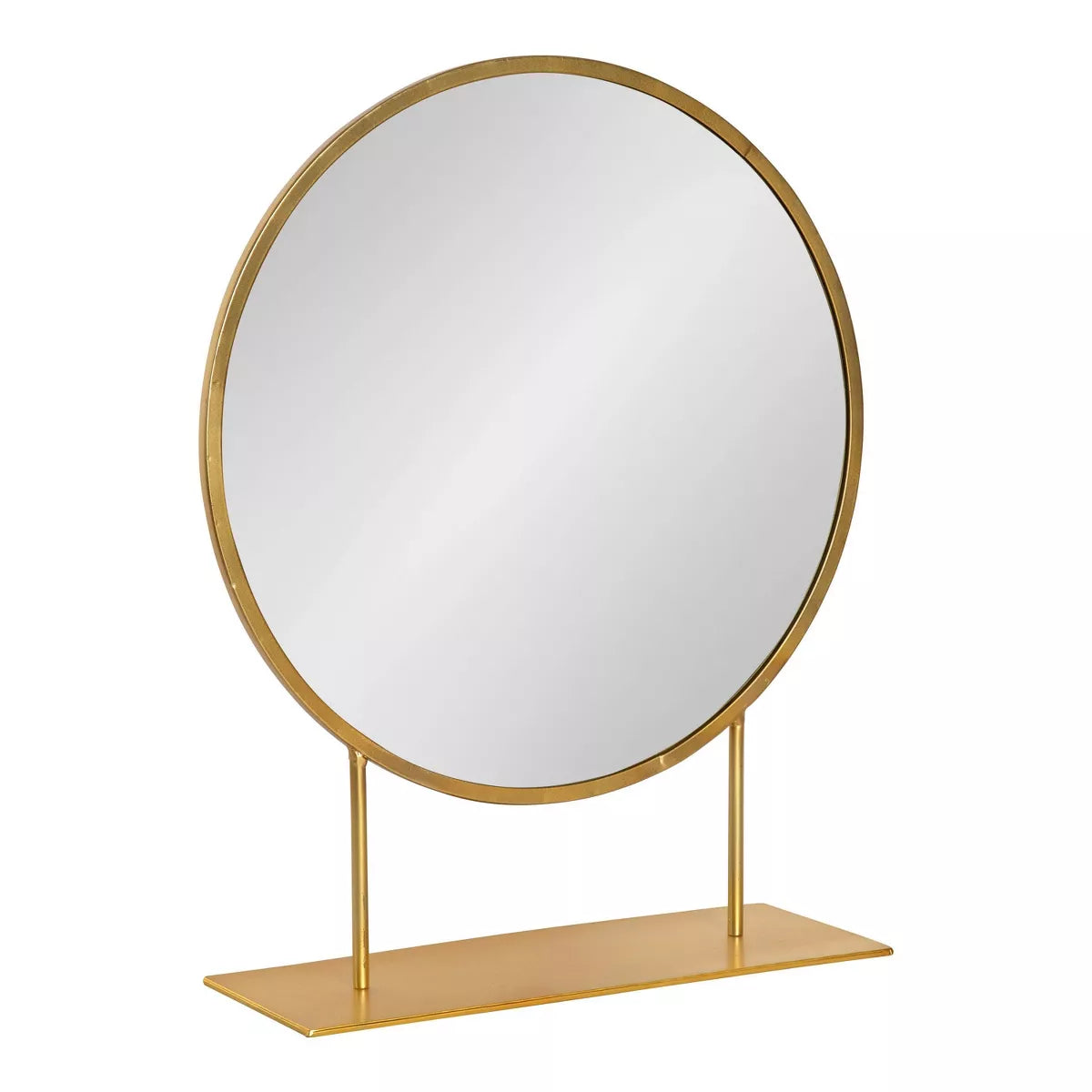 18" x 22" Rouen Round Wall Mirror Gold - Kate & Laurel All Things Decor: Freestanding, Metal Frame, Modern Decor