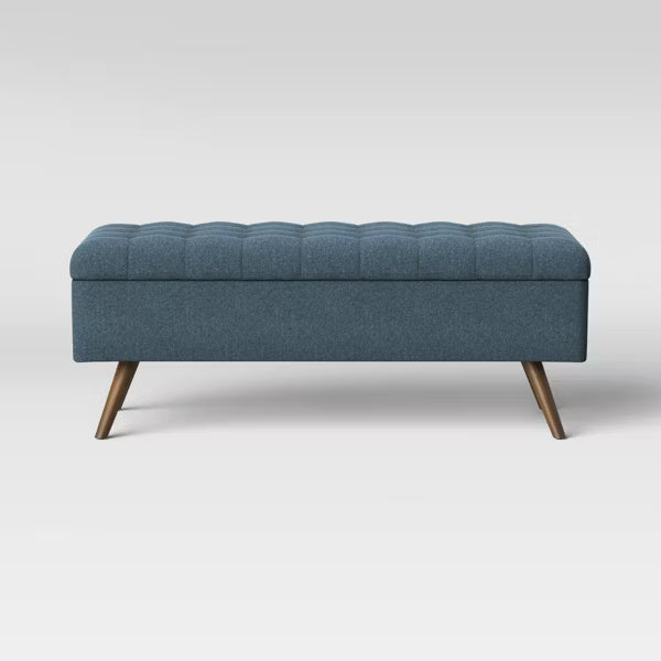 Arthur Tufted Storage Bench Blue - Threshold™: Elegant Bedroom Ottoman with Interior Space