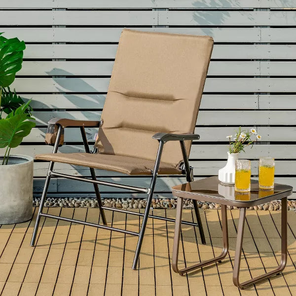 Costway Patio Padded Folding Portable Chair Camping Dining Outdoor Bea