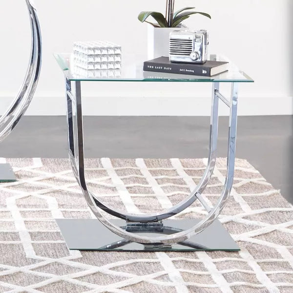 Danville End Table with Glass Top Chrome - Coaster