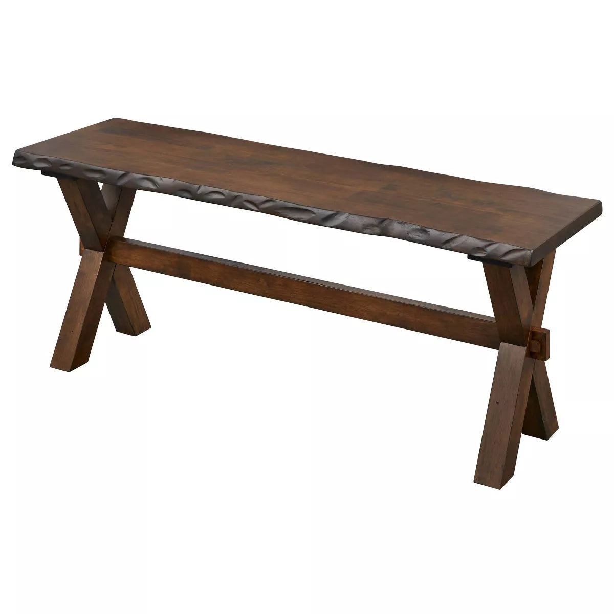 Buylateral Mandeville Dining Bench Brown: Wood Frame, Rectangular, Seats 2, Varnished Finish