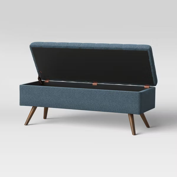 Arthur Tufted Storage Bench Blue - Threshold™: Elegant Bedroom Ottoman with Interior Space