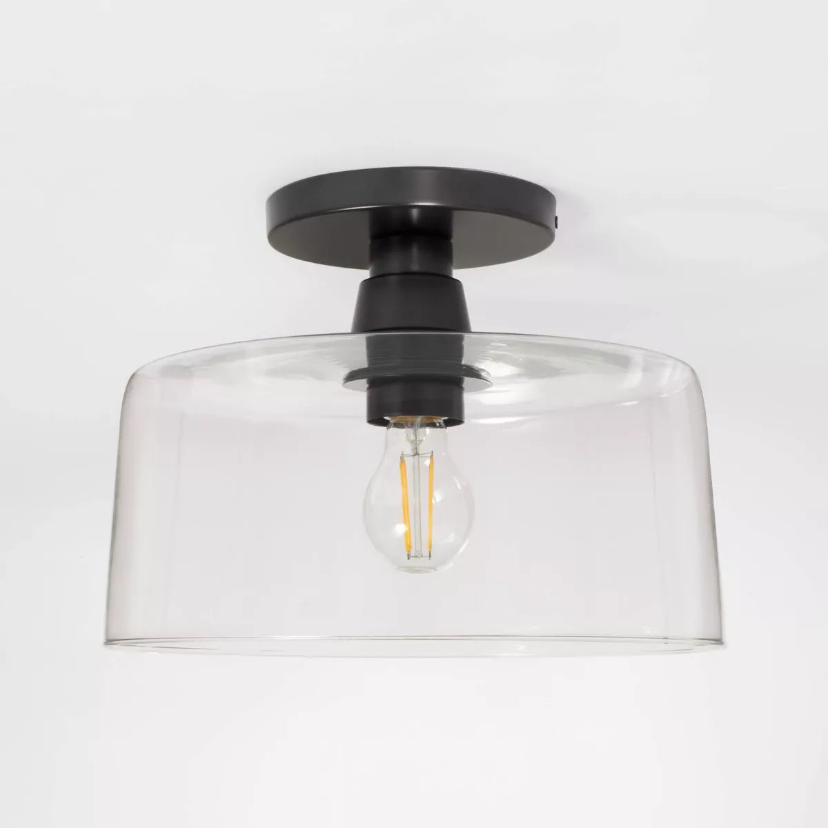 Glass Semi Flushmount Ceiling Light Black - Threshold™ designed with Studio McGee: ETL Listed, Modern Decor, Metal Base