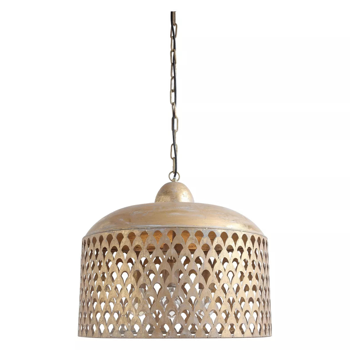 20.25" x 18.5" Metal Pendant Lamp Gold Finish - Storied Home: UL Listed, No Assembly, Adjustable Height