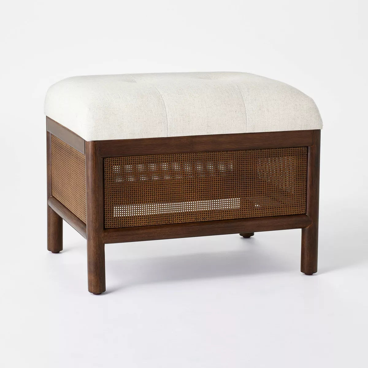 Woodspring Cane Base Ottoman Dark Walnut/Cream - Threshold™ designed with Studio McGee