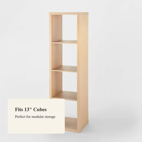 13'' 4 Cube Vertical Organizer Natural - Brightroom™: Decorative Bookshelf with Cubbies, Storage Shelves, MDF Frame