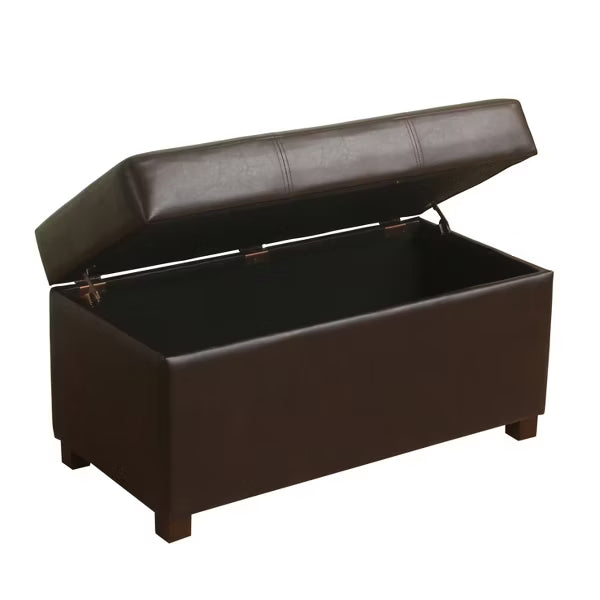 Essex Double Storage Bench Chocolate - Threshold™: Upholstered, No Assembly, Padded Seat
