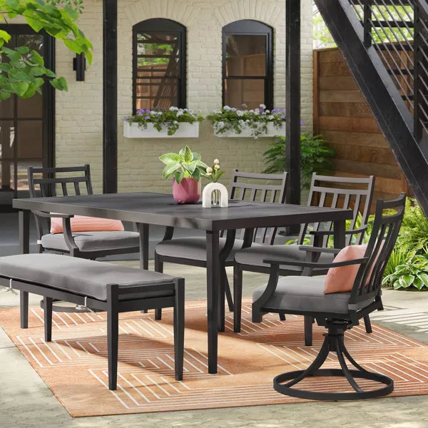 2pc Fairmont Stationary Outdoor Patio Dining Chairs Arm Chairs Black - Threshold™: Ergonomic, Weather-Resistant Steel