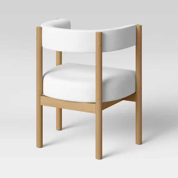 Kenova Upholstered Dining Chair with Wood Dowel Legs Cream - Threshold™: Mid-Century Modern, Polyester, Rubberwood