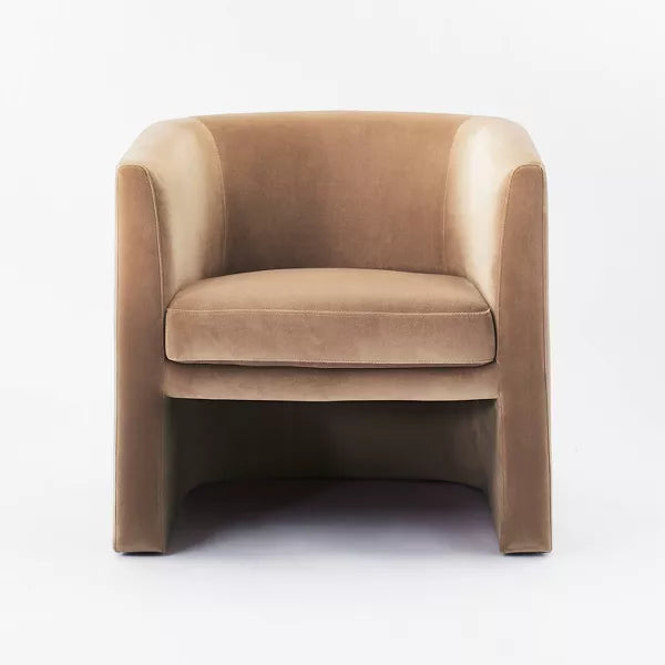 Vernon Upholstered Barrel Accent Chair - Threshold™ designed with Studio McGee (Light Brown Velvet)