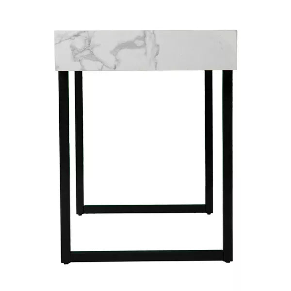 Wennan Modern Faux Marble Desk Black/White - Aiden Lane: Sturdy Iron Frame, Spacious Worktop