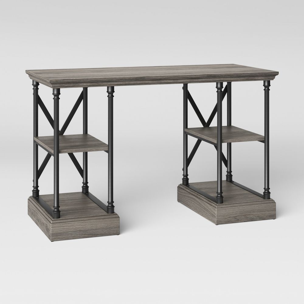 Conway Wood Writing Desk with Storage Gray - Threshold™