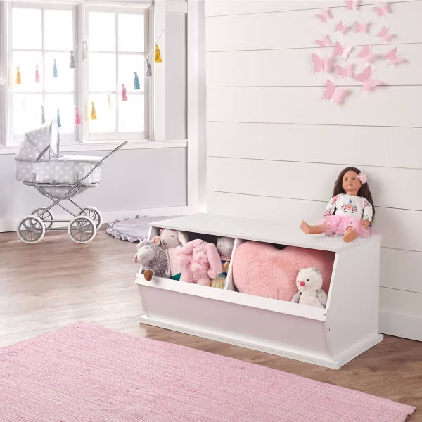 Badger Basket Children S Two Bin Wood Stackable Storage Organizing Cubby 5.3 Cu Ft. - White